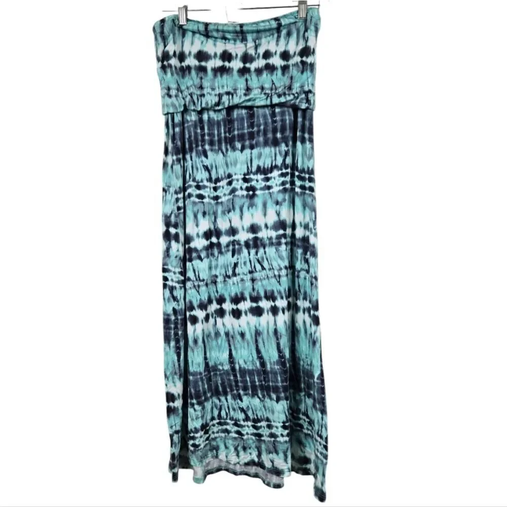 Buckle BKE Aqua Tie Dye Midi Skirt Flowy Soft Jersey Knit Comfy Boho Festival
